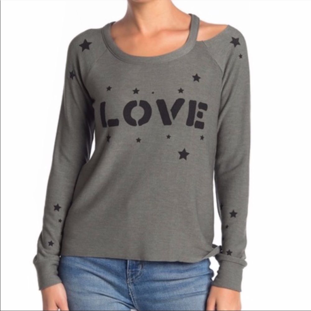 Chaser Safari Green Love Stars Cozy Sweatshirt